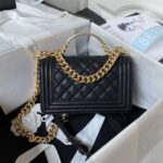 chanel a94805 boy flap bag with handle grained shiny calfskin gold tone metal black 002 luxibags.ru .jpg