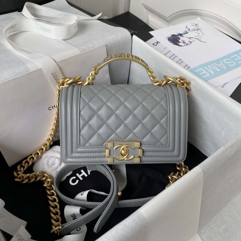 chanel a94805 boy flap bag with handle grained shiny calfskin gold tone metal gray 001 luxibags.ru .jpg