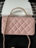 chanel a96034 woc wallet on chain with small flower handle pink lambskin 03 luxibags.ru .jpg
