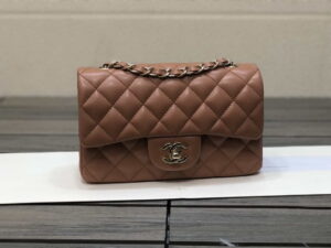 chanel as1116 mini flap handbag classic bag lambskin brown shiny gold a69900 001 luxibags.ru .jpg