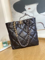chanel as3519 chanel19 shopping bag shiny lambskin dark brown 001 luxibags.ru .jpg