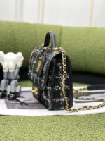 chanel as3652 small flap bag with top handle cotton wool tweed gold tone metal black and white 004 luxibags.ru .jpg