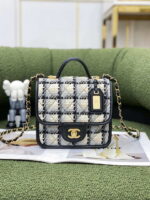 chanel as3652 small flap bag with top handle cotton wool tweed gold tone metal grey and beige 001 luxibags.ru .jpg