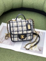 chanel as3652 small flap bag with top handle cotton wool tweed gold tone metal grey and beige 002 luxibags.ru .jpg