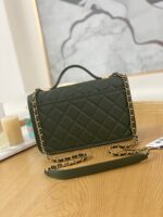 chanel as3653 small flap bag with top handle calfskin gold tone metal dark green 002 luxibags.ru .jpg