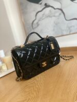 chanel as3653 small flap bag with top handle patent calfskin gold tone metal black 003 luxibags.ru .jpg