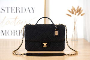 chanel as3653 small flap bag with top handle wool tweed gold tone metal black 001 luxibags.ru .jpg