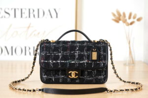 chanel as3653 small flap bag with top handle wool tweed gold tone metal black and white 001 luxibags.ru .jpg