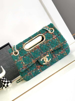 chanel as4221 large flap bag with top handle wool and silk tweed glass and wooden pearls 01 luxibags.ru .jpg