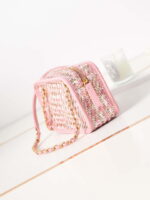 chanel small camera case lambskin viscose weaving gold tone metal pink white 004 luxibags.ru .jpg