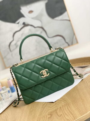 chanel small trendy cc flap bag with top handle lambskin bag a92236 green gold 001 luxibags.ru .jpg