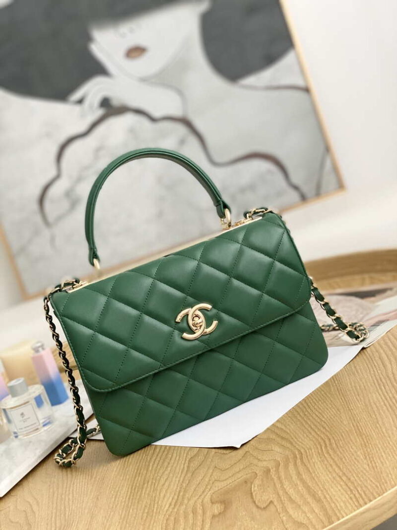 chanel small trendy cc flap bag with top handle lambskin bag a92236 green gold 001 luxibags.ru .jpg
