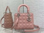 dior m0565 medium lady dior bag pink grained cannage calfskin silver 01 luxibags.ru .jpg
