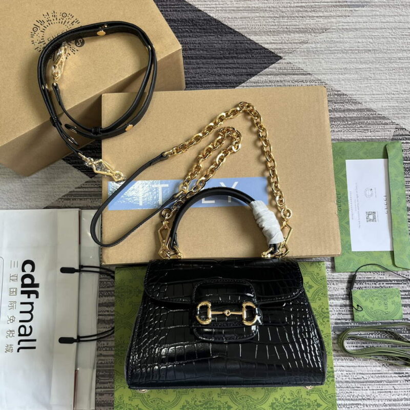 gucci 703848 gucci horsebit 1955 mini bag black crocodile leather 1 luxibags.ru .jpg