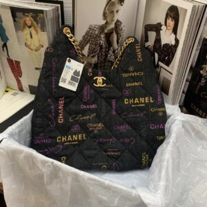hanel as3156 maxi hobo bag printed denim gold tone metal black 01 luxibags.ru .jpg