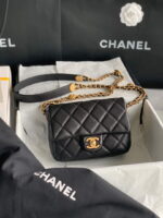 hanel as3369 small flap bag shiny calfskin gold tone metal black 01 luxibags.ru .jpg
