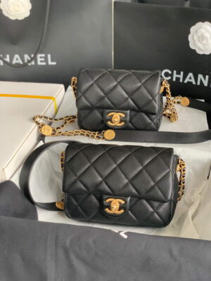hanel as3369 small flap bag shiny calfskin gold tone metal black 10 luxibags.ru .jpg