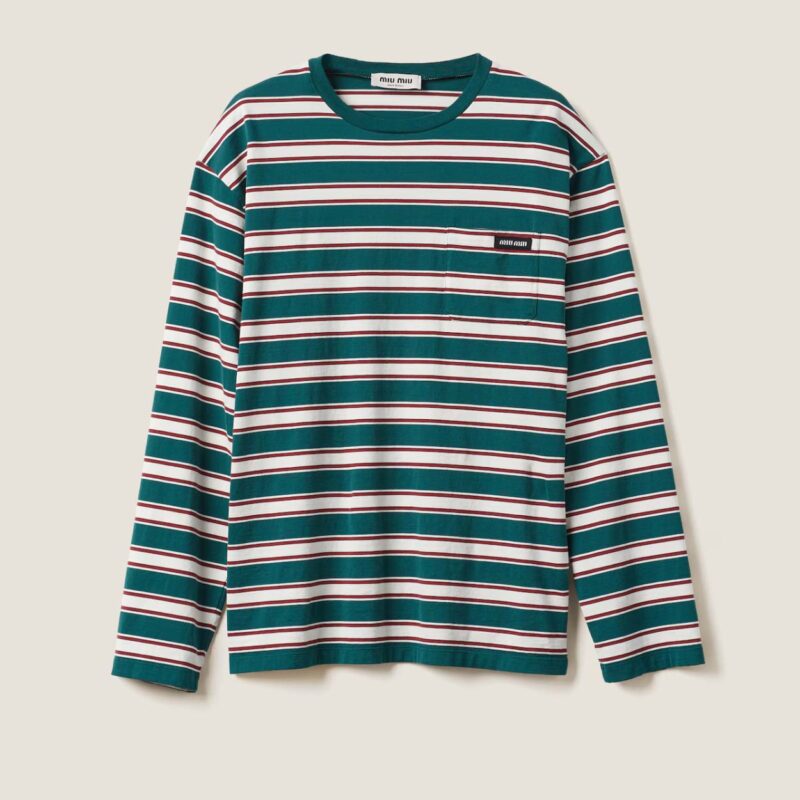 Long Sleeve Cotton Jersey Green white