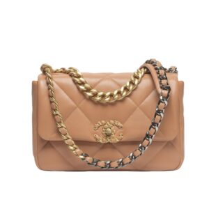chanel 19 flap bag shiny gold and silver tone camel 26cm as1160 b04852 nb356 iidyi.jpg