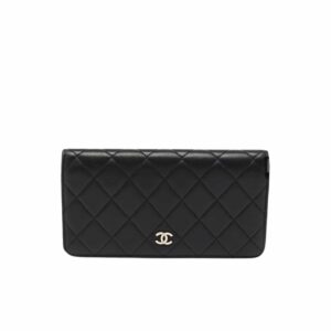 chanel black quilted classic long flap with silver hardware wallet 195cm yi3fn.jpg