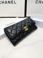 chanel cc logo long flap wallet gold black 19cm 1dj9x.jpg