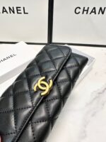 chanel cc logo long flap wallet gold black 19cm ejanp.jpg