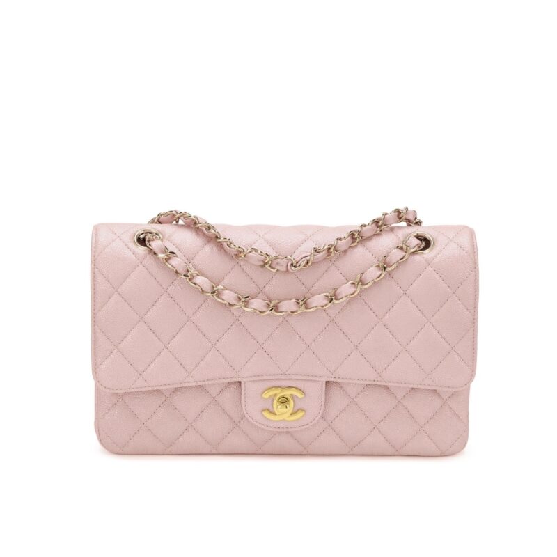 chanel classic medium flap bag pink and gold 25cm ocjdp.jpg