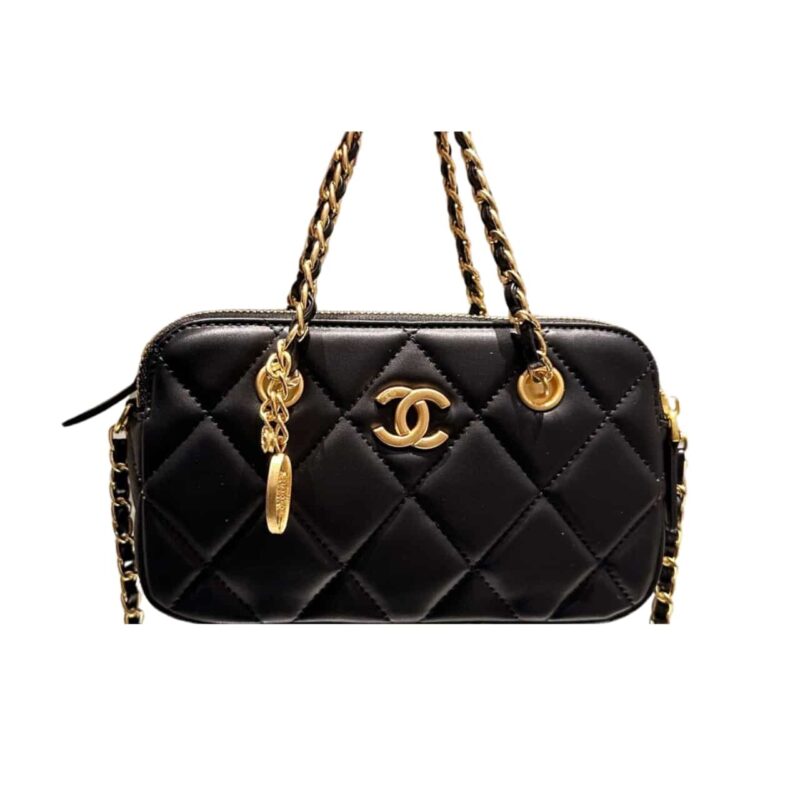 chanel matelasse flap bag with chain black 20cm la1kp.jpg
