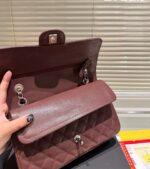 chanel medium classic flap bag silver hardware burgundy 26cm a01113 npums.jpeg