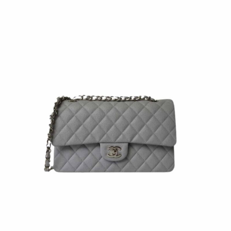 chanel medium classic flap bag silver hardware grey 25cm ahafg.jpg