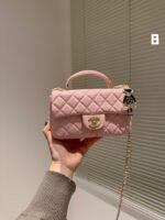 chanel mini flap bag with top handle lion charm pink 21cm cxokq.jpg