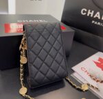 chanel phone holder with chain graind gold black 17cm atbjc.jpg