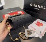 chanel phone holder with chain graind gold black 17cm xaskk.jpg