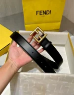 fendi black leather belt with ff gold buckle 40mm hcfq5.webp