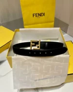 fendi black leather belt with ff gold buckle 40mm lawru.webp