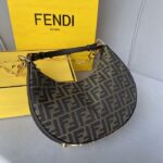 fendigraphy small vintage gold metal leather bag 28cm kme0d.jpg