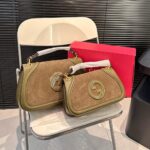 gucci blondie small shoulder bag dark green suede 26cm 815715 caaau 3027 hgfuq.jpg