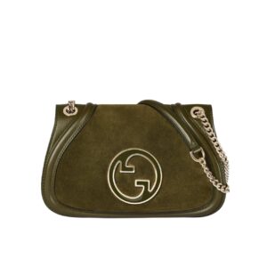 gucci blondie small shoulder bag dark green suede 26cm 815715 caaau 3027 hsiay.jpg