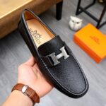 hermes mens loafer moccasin leather with h silver black u7kxj.jpg