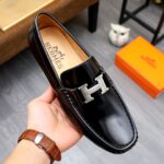 hermes mens loafer moccasin polish leather with h silver in black ec2vk.jpg
