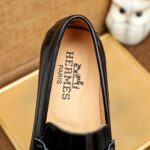 hermes mens loafer moccasin polish leather with h silver in black rxqax.jpg