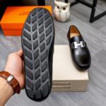 hermes mens loafer moccasin polish leather with h silver in black zvwm6.jpg