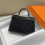 hermes mini kelly crocodile gold toned hardware black 19cm gylfe.jpg