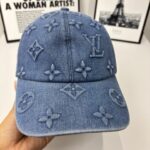 louis vuitton monogram denim baseball cap in blue dwxq2.jpg