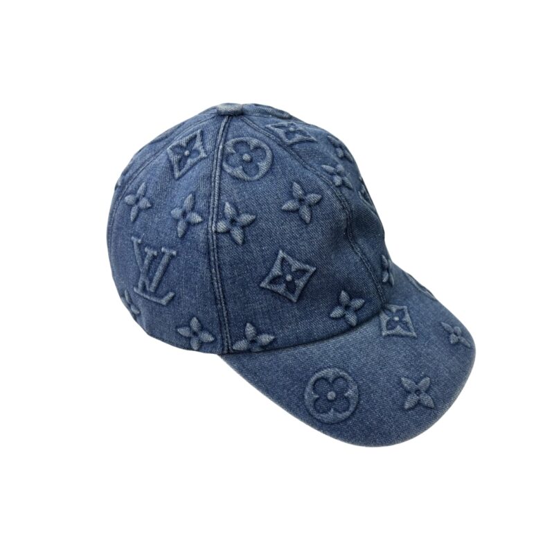 louis vuitton monogram denim baseball cap in blue qqahl.jpg