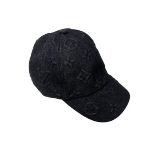 louis vuitton monogram denim baseball cap in washed black nvyta.jpg