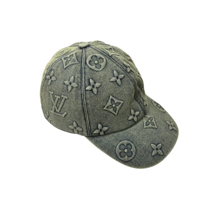 louis vuitton monogram denim baseball cap in washed blue qfhrx.jpg