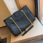saint laurent black grain de poudre matelasse chevron monogram shopping bag gold hardware 9tsjy.jpg