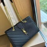 saint laurent black grain de poudre matelasse chevron monogram shopping bag gold hardware flfr9.jpg