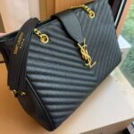 saint laurent black grain de poudre matelasse chevron monogram shopping bag gold hardware xchzw.jpg